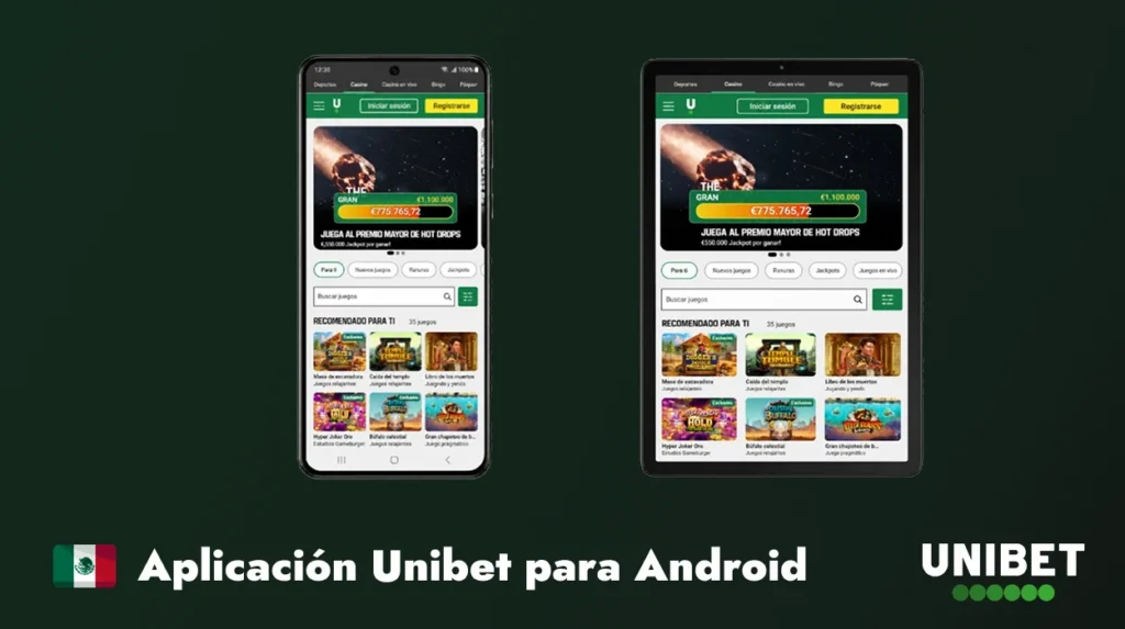 Aplicación Unibet para Android con casino y apuestas deportivas