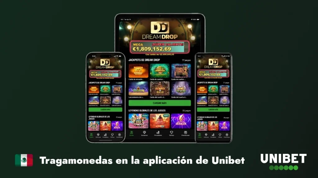Tragamonedas disponibles en la aplicación móvil de Unibet